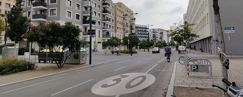 Tempo-30-Zone in der Seestadt Aspern