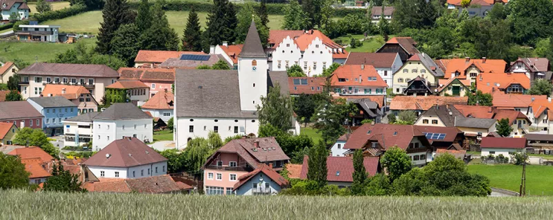 Blick auf die Marktgemeinde Vorau,