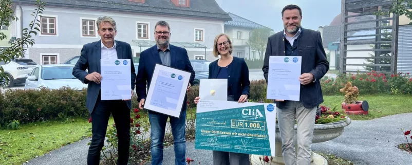 Bürgermeister Werner Schwab, Bürgermeister Franz Zach, KLAR! Managerin Natalie Prüggler und Bürgermeister Dieter Stangl. 