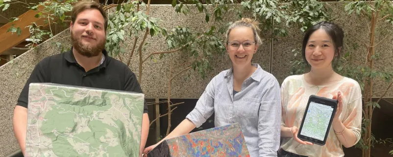 Arne Baumgartner (GIS-Bearbeitung), Referatsleiterin Victoria Achatz und GIP-Koordinatorin Melitta Luong.