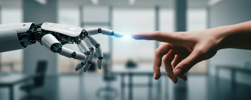 menschliche und Roboterhand