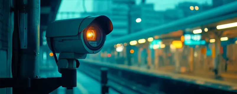 Überwachungskamera an einem Bahnsteig