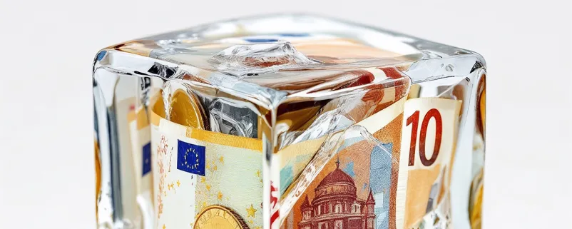 Geld ein einem transparenten Würfel