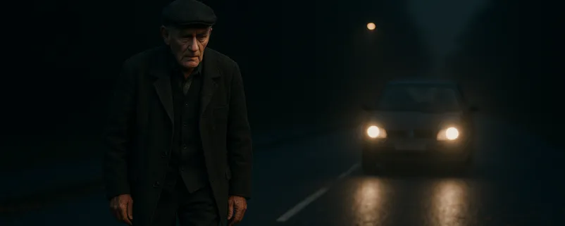 Alter Mann nachts auf der Straße