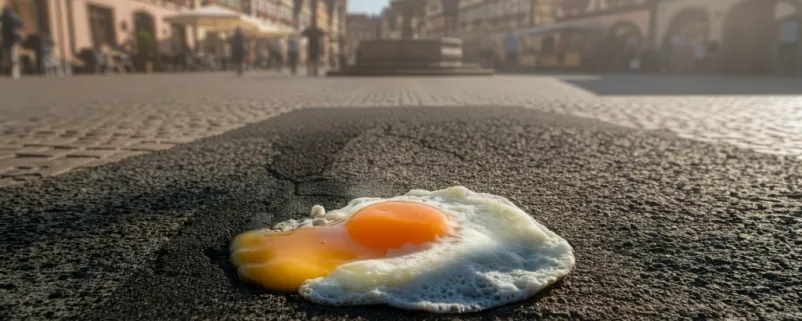 Spiegelei auf einem heißen Platz