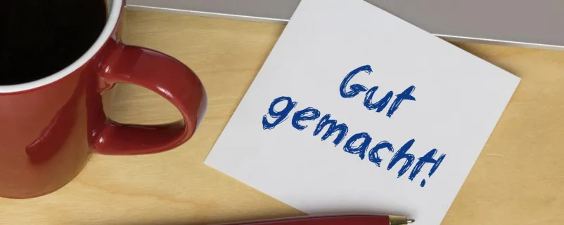 Zettel mit Schrift "gut gemacht!"
