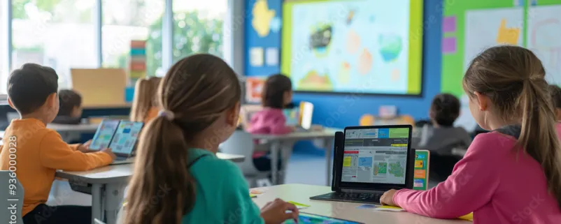 Schülerinnen mit Tablets