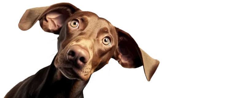 Hund schaut lustig