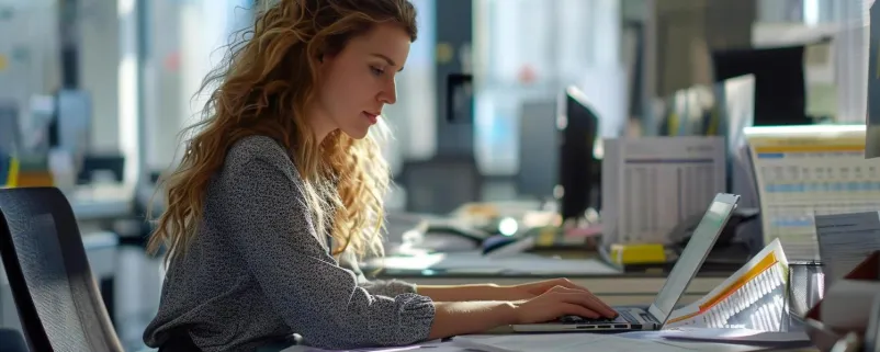 Frau arbeitet im Büro
