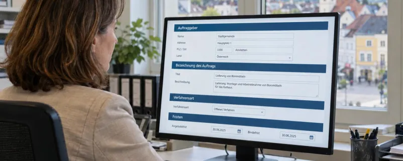 Frau arbeitet am Computer