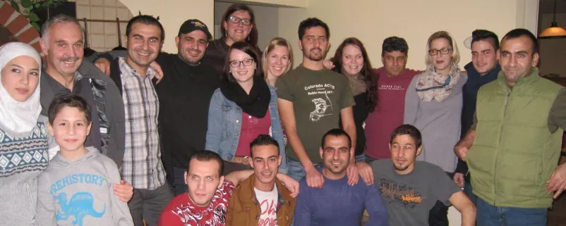 Gruppenbild mit Asylwerbern