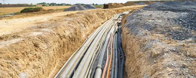 Kabel in Baustellengrube