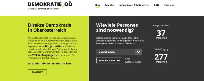 Blick auf die Demokratie Webseite OÖ