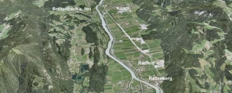 Landkarte mit Radfeld und Rattenberg markiert