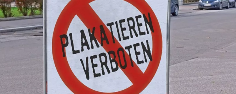 Zeichen zeigt Plakatieren verboten an