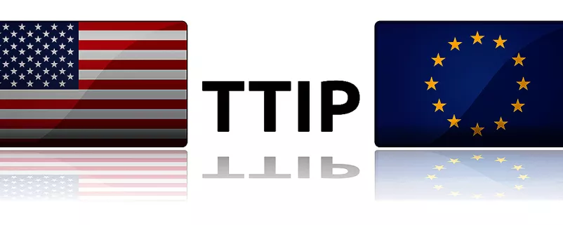 TTIP mit Europa und USA Flagge