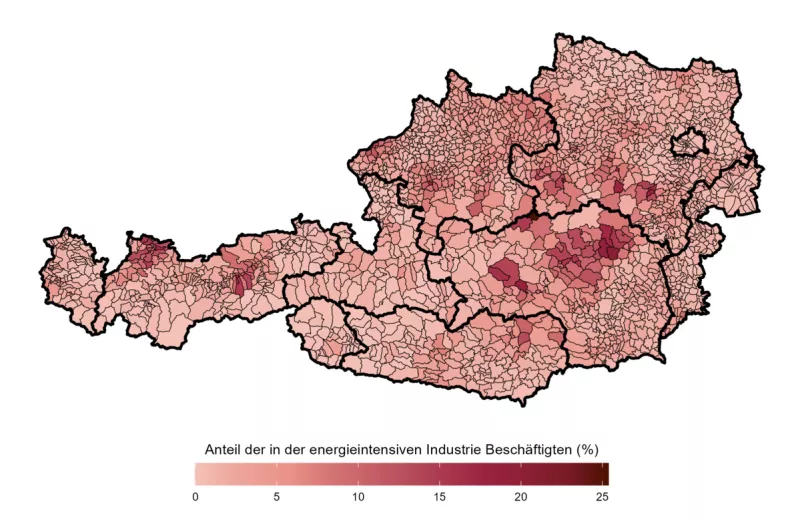 Anteil der in der energieintensiven Industrie Beschäftigten (%)