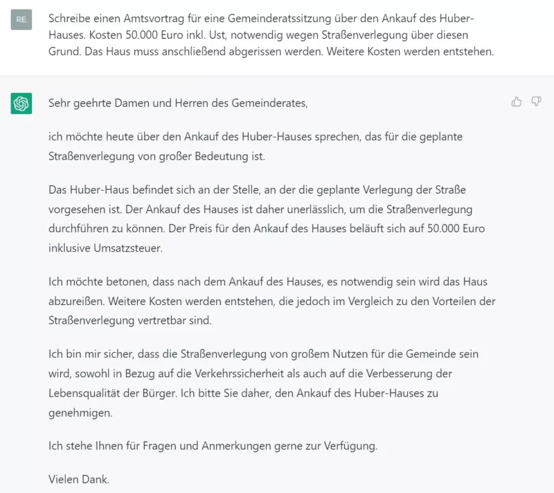 ChatGPT-Amtsvortrag