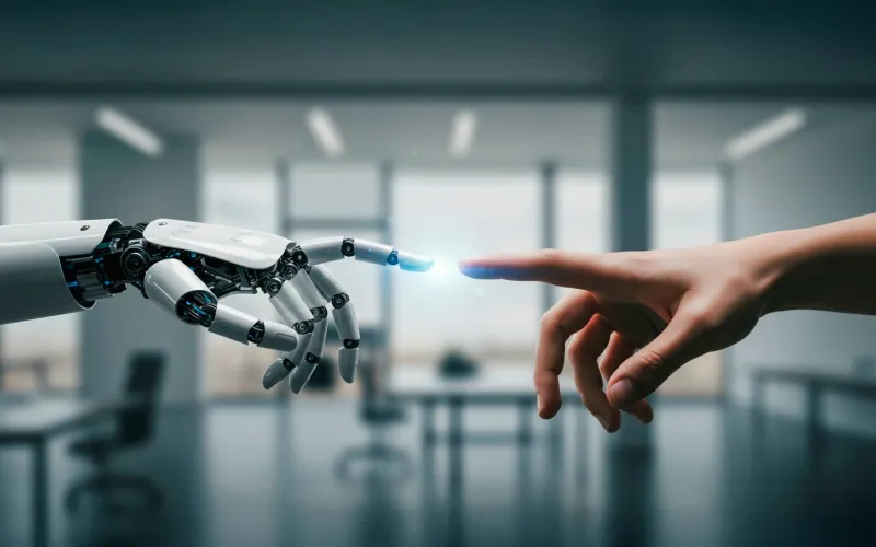 menschliche und Roboterhand