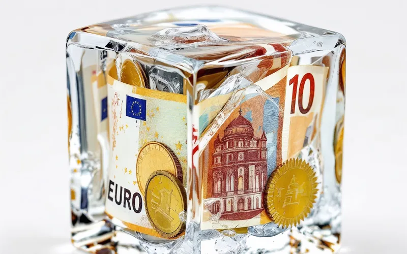 Geld ein einem transparenten Würfel