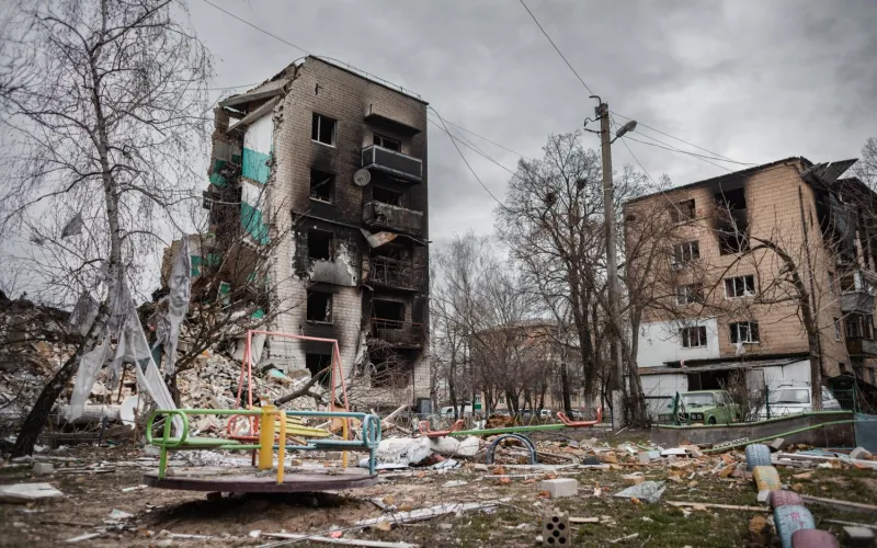 zerstörtes Haus in Borodianka