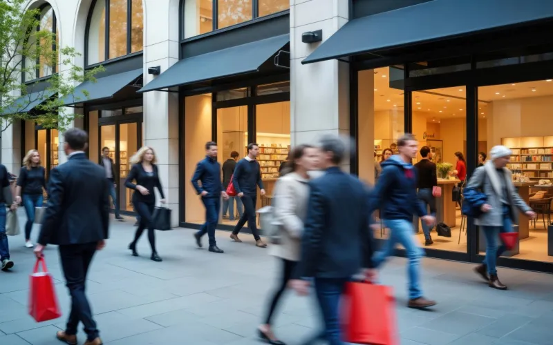 Menschen auf einer Einkaufsstraße