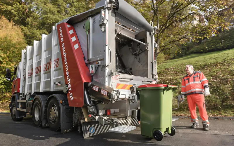 Ein im Müllfahrzeug eingebauter Scanner analysiert die materielle Zusammensetzung der Oberfläche des Abfalls, d. h. Sensoren und Multispektralkameras prüfen diese und generieren Daten. 