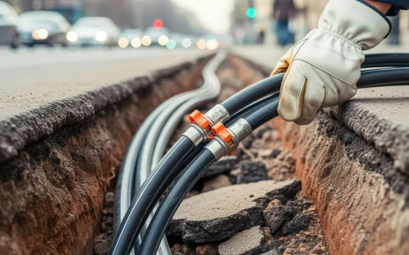 Glasfaserkabel werden verlegt