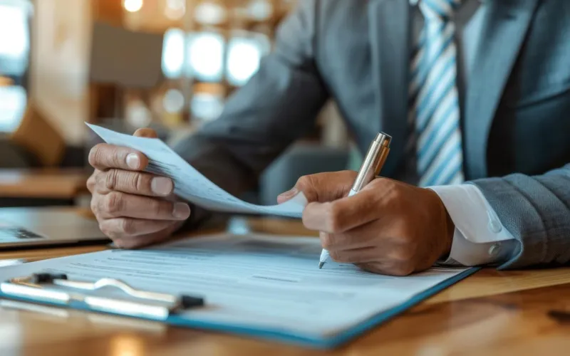 Mann prüft Dokumente