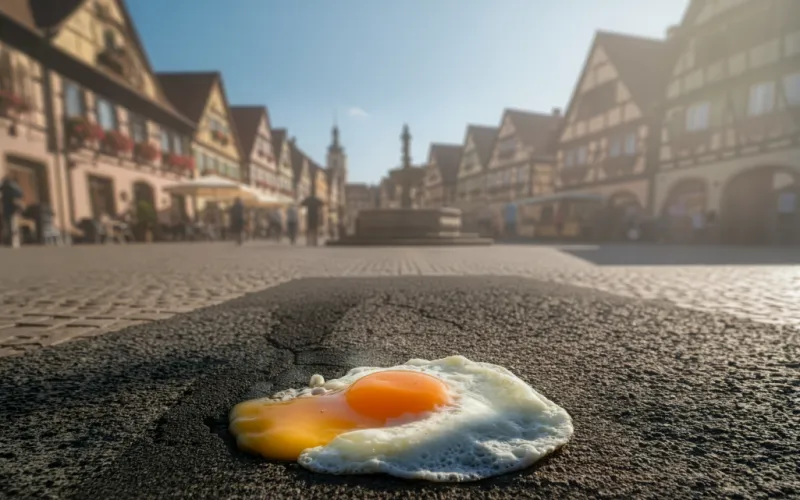 Spiegelei auf einem heißen Platz