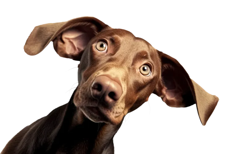 Hund schaut lustig