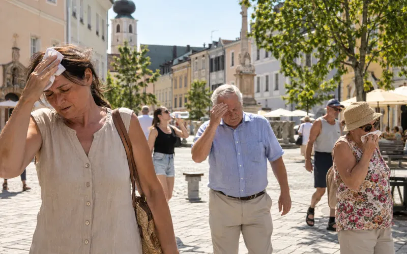 Menschen, die unter Hitze leiden