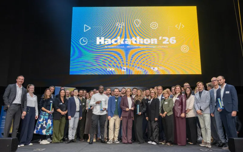 Ergebnispräsentation des „Hackathon für Niederösterreich“ im Haus der Digitalisierung in Tulln.