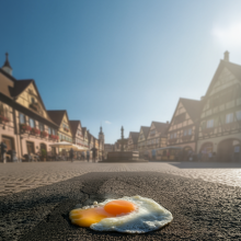 Spiegelei auf einem heißen Platz